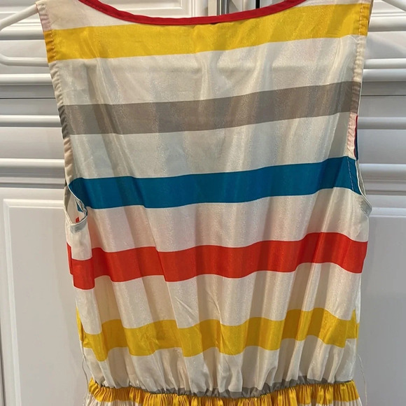 36 Point 5 Stripe Midi Multi color Sleeveless Dress flowy pleated Small (flaws) - Picture 6 of 16